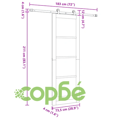 Плъзгаща се врата ORKDAL от масивна бор с комплект за монтаж, Бяла, 73.5x211x4 см ➤ топ цена ➤ sorbe.bg