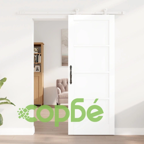 Плъзгаща Интериорна Врата ORKDAL от Масивно Борово Дърво с Предавка, Бяла, 78x202x4 см ➤ топ цена ➤ sorbe.bg