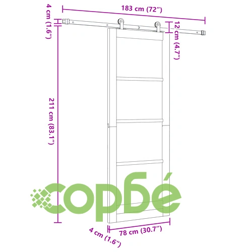 Интериорна врата ORKDAL 78x211x4 см от масивно дърво бор с плъзгащ механизъм ➤ топ цена ➤ sorbe.bg