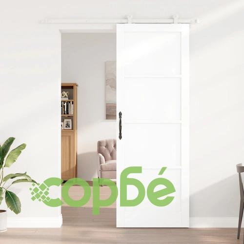 Плъзгаща Интериорна Врата ORKDAL от Масивно Борово Дърво с Комплект за Монтаж, Бяла, 83x232x4 см ➤ топ цена ➤ sorbe.bg