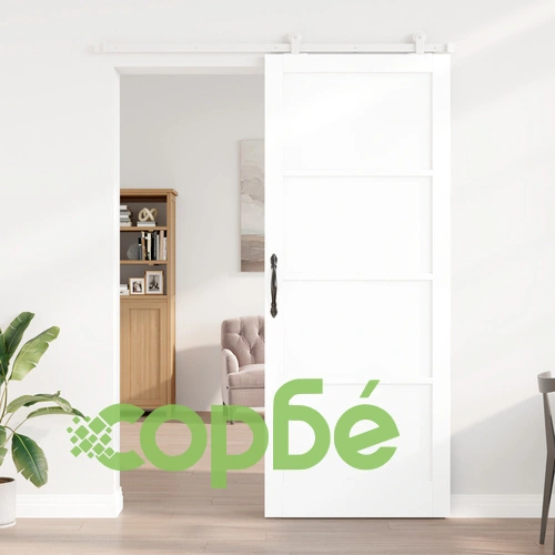 Плъзгаща се врата ORKDAL от масивно борово дърво, бяла, 93x232x4 см ➤ топ цена ➤ sorbe.bg