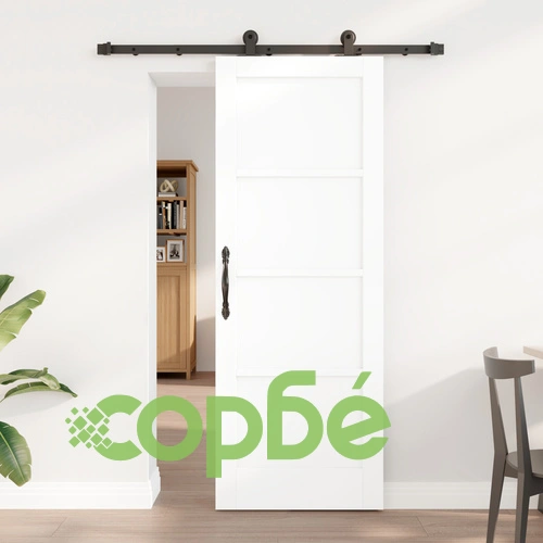 Плъзгаща се врата ORKDAL с комплект за монтаж - бяло масивно дърво и бор, 73.5 x 198.5 см ➤ топ цена ➤ sorbe.bg