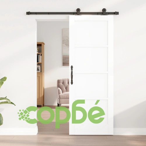 Плъзгаща се врата ORKDAL с комплект за монтаж - бяло масивно дърво и бор, 73.5 x 198.5 см ➤ топ цена ➤ sorbe.bg