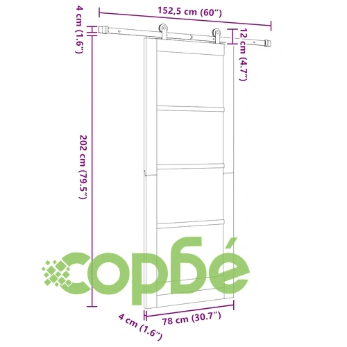 Плъзгаща врата ORKDAL от масивна борова дървесина 78x202 см с релсов комплект ➤ топ цена ➤ sorbe.bg