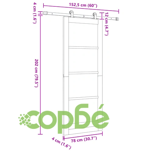 Плъзгаща врата ORKDAL от масивен бор с комплект механизми - бяла, 78x202 см ➤ топ цена ➤ sorbe.bg