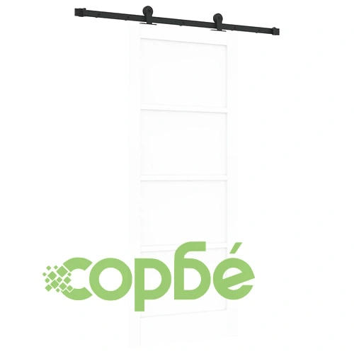 Плъзгаща врата ORKDAL от борово дърво и стомана 83x202 см бяло и черно ➤ топ цена ➤ sorbe.bg