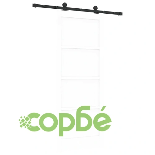 Плъзгаща врата ORKDAL от борово дърво и стомана 83x202 см бяло и черно ➤ топ цена ➤ sorbe.bg