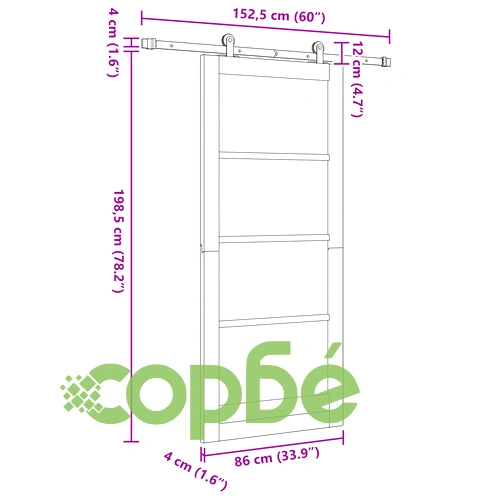 Плъзгаща врата ORKDAL от масивно дърво бор с комплект компоненти, 86x198.5x4 см ➤ топ цена ➤ sorbe.bg