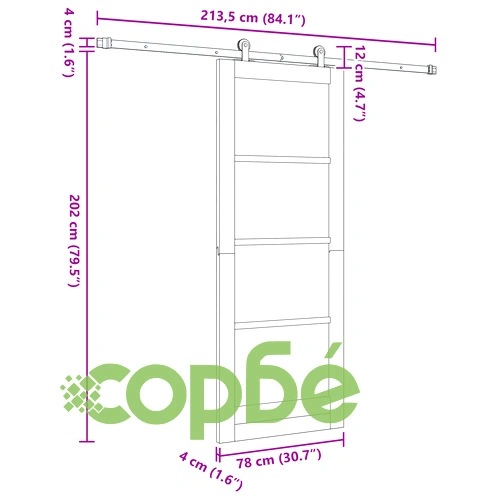 Плъзгаща врата ORKDAL от масивен бор с комплект за монтаж, 78x202 см ➤ топ цена ➤ sorbe.bg