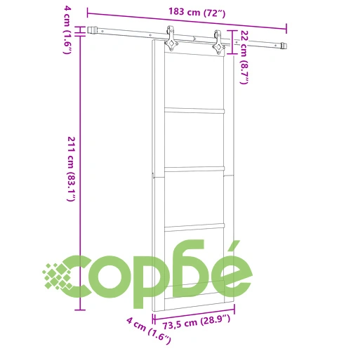 Плъзгаща врата ORKDAL с комплект за монтаж 73.5x211 см, Бяла, Масивно иглолистно дърво ➤ топ цена ➤ sorbe.bg