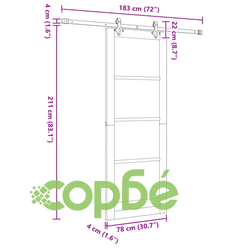 Плъзгаща интериорна врата ORKDAL 78x211x4 см от масивна борова дървесина с комплект за монтаж ➤ топ цена ➤ sorbe.bg