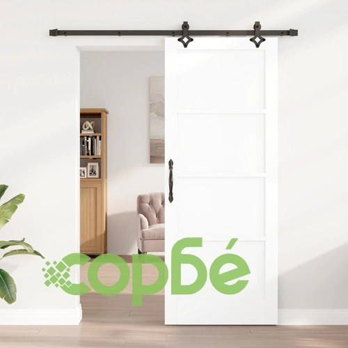 Плъзгаща Врата от Масивен Бор с Комплект за Монтаж, Бяла, 83x211x4 см, ORKDAL ➤ топ цена ➤ sorbe.bg