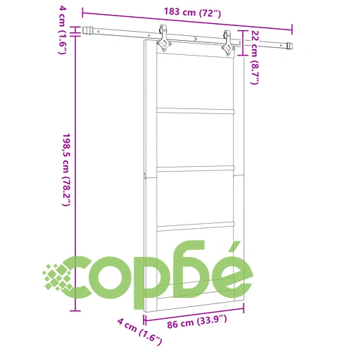 Плъзгаща интериорна врата ORKDAL 86x198.5x4 см от масивна борова дървесина с комплект механизми ➤ топ цена ➤ sorbe.bg