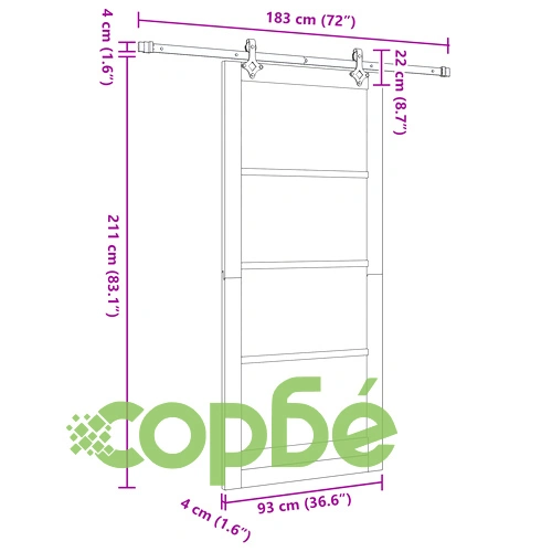 Плъзгаща Врата ORKDAL 93x211x4 см от Масивна Борова Дървесина с Комплект за Крепеж ➤ топ цена ➤ sorbe.bg