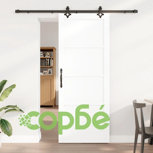 Плъзгаща Врата ORKDAL Бяла 83x211 см с Комплект Аксесоари от Масивна Иглолистна Дървесина ➤ топ цена ➤ sorbe.bg