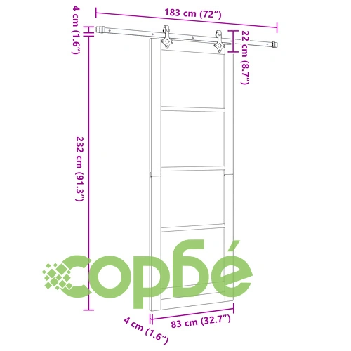 Плъзгаща врата ORKDAL 83x232x4 см от масивна борова дървесина с комплект аксесоари ➤ топ цена ➤ sorbe.bg