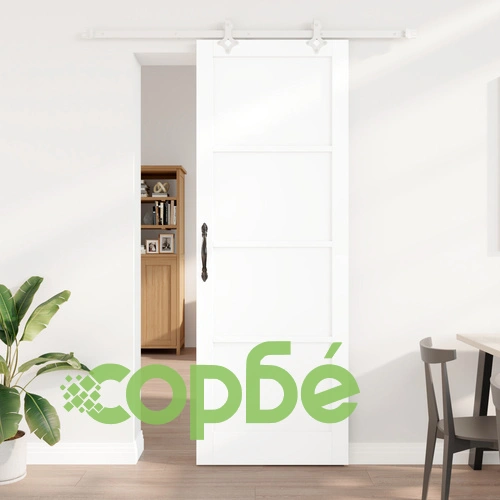 Плъзгаща врата ORKDAL от масивна борова дървесина, Бяла 83x232x4 см с комплект за монтаж ➤ топ цена ➤ sorbe.bg