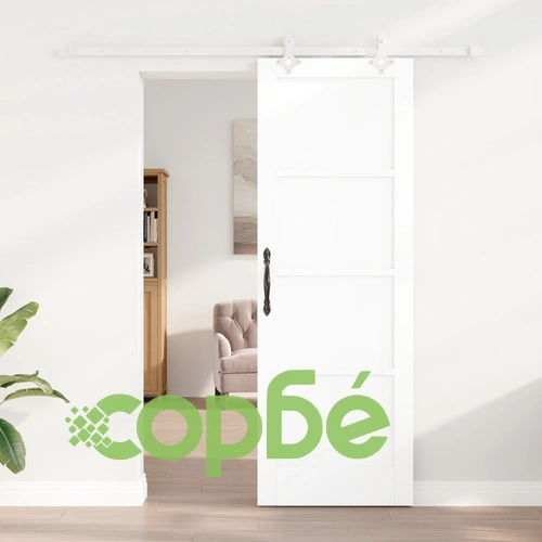 Плъзгаща Врата ОРКДАЛ Бяла 73.5x211x4 см с Комплект Аксесоари от Масивна Борова Дървесина ➤ топ цена ➤ sorbe.bg