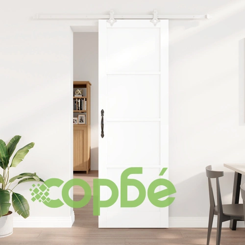 Плъзгаща се врата от масивен бор с комплект за монтаж, бяла, 78x232 см, ORKDAL ➤ топ цена ➤ sorbe.bg