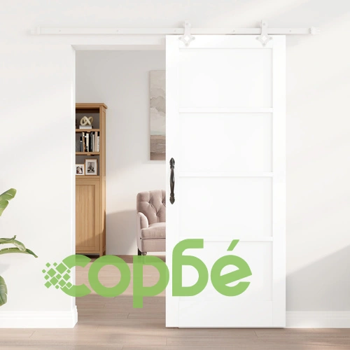 Плъзгаща Врата ORKDAL с Монтажен Комплект, Бяла 83x202x4 см, Масивна Борова Дървесина ➤ топ цена ➤ sorbe.bg