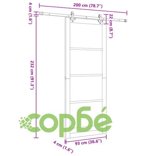 Интериорна плъзгаща врата ORKDAL 93x232x4 см от масивна борова дървесина с монтажен комплект ➤ топ цена ➤ sorbe.bg