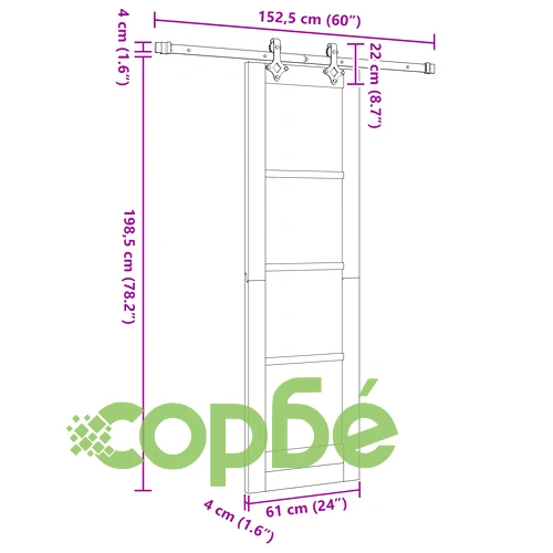 Плъзгаща врата ORKDAL с комплект за окачване, бяла, масивна дървесина ➤ топ цена ➤ sorbe.bg
