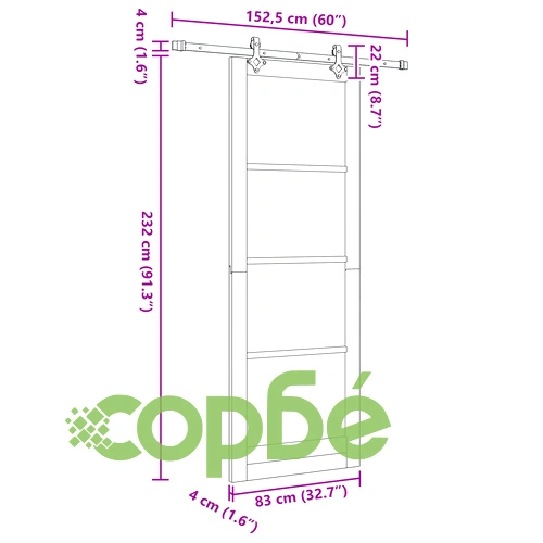 Плъзгаща врата ORKDAL от масивен бор с хардуерен комплект - Бяла ➤ топ цена ➤ sorbe.bg