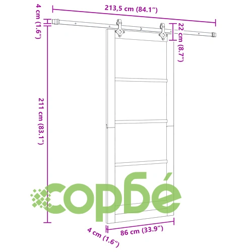 Плъзгаща се врата ORKDAL 86x211x4 см от масивно дърво бор с монтажен комплект ➤ топ цена ➤ sorbe.bg