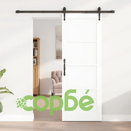 Плъзгаща интериорна врата ОРКДАЛ от масивно борово дърво, бяла, 73.5x198.5x4 см, с комплект за монтаж ➤ топ цена ➤ sorbe.bg