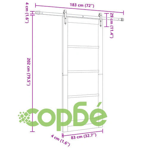 Плъзгаща врата ORKDAL с комплект за монтаж, Бяла 83x202x4 см, Масивно борово дърво ➤ топ цена ➤ sorbe.bg