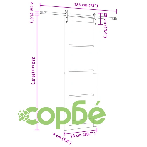 Плъзгаща Интериорна Врата ОРКДАЛ 78x232x4 см от Масивна Борова Дървесина с Комплект Плъзгащи Части ➤ топ цена ➤ sorbe.bg