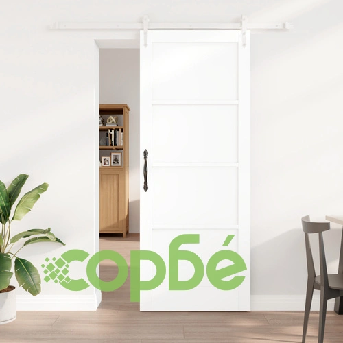 Плъзгаща врата от масивен бор с хардуер, бяла, 83x211 см, ORKDAL ➤ топ цена ➤ sorbe.bg