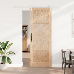 Плъзгаща врата от масивна борова дървесина 83x232x4 см с комплект за монтаж ORKDAL