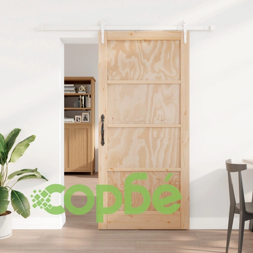 Плъзгаща врата от масивна борова дървесина 93x202 см с комплект механизъм, Вътрешна врата ➤ топ цена ➤ sorbe.bg