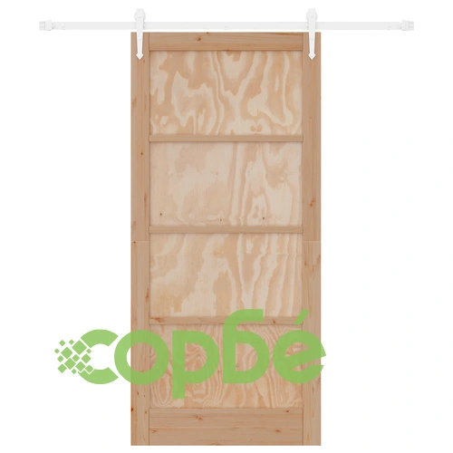 Плъзгаща врата от масивна борова дървесина 93x202 см с комплект механизъм, Вътрешна врата ➤ топ цена ➤ sorbe.bg
