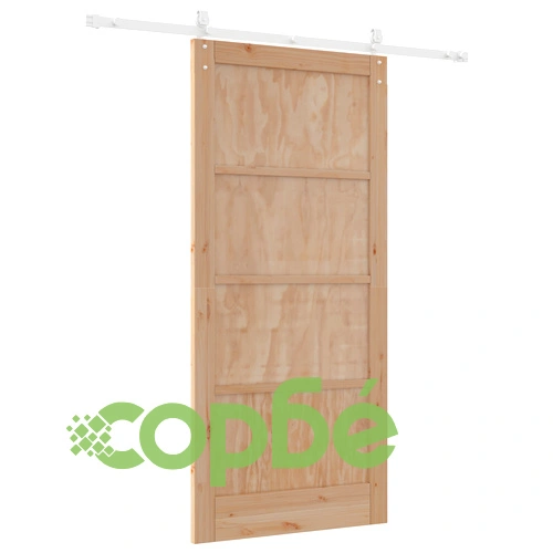 Плъзгаща врата от масивна борова дървесина 93x202 см с комплект механизъм, Вътрешна врата ➤ топ цена ➤ sorbe.bg
