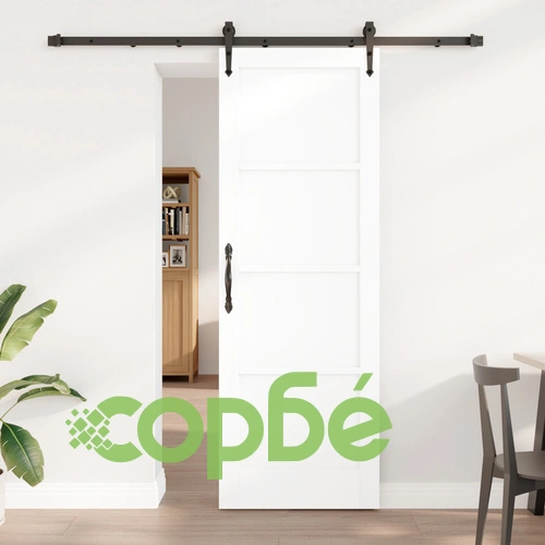 Плъзгаща врата с хардуерен комплект от масивна борова дървесина, бяла, 73.5x211 см, ORKDAL ➤ топ цена ➤ sorbe.bg