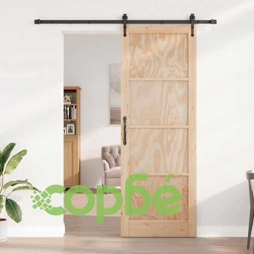 Плъзгаща се врата ORKDAL 83x232x4 см от масивна борова дървесина с релсов механизъм ➤ топ цена ➤ sorbe.bg