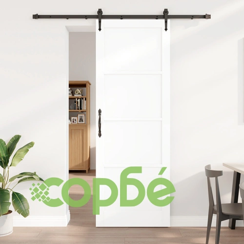 Плъзгаща Врата ОРКДАЛ от Масивно Борово Дърво, Бяла, 83x232x4 см с Монтажен Комплект ➤ топ цена ➤ sorbe.bg