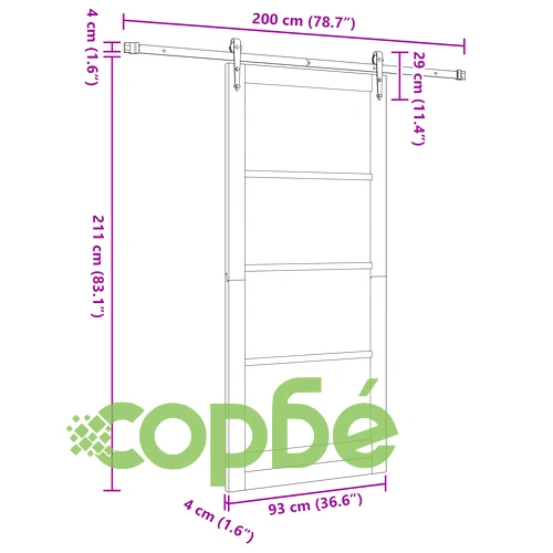 Плъзгаща врата от масивна борова дървесина ORKDAL, бяла 93x211x4 см с комплект за монтаж ➤ топ цена ➤ sorbe.bg