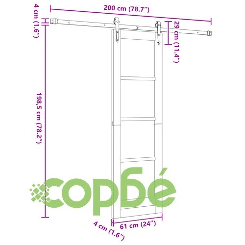 Плъзгаща врата от масивна борова дървесина с комплект обков 61x198.5 см ORKDAL ➤ топ цена ➤ sorbe.bg