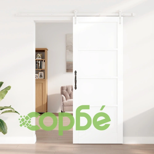 Плъзгаща се врата ОРКДАЛ Бяла 83x211 см от Масивно борово дърво с комплект за монтаж ➤ топ цена ➤ sorbe.bg