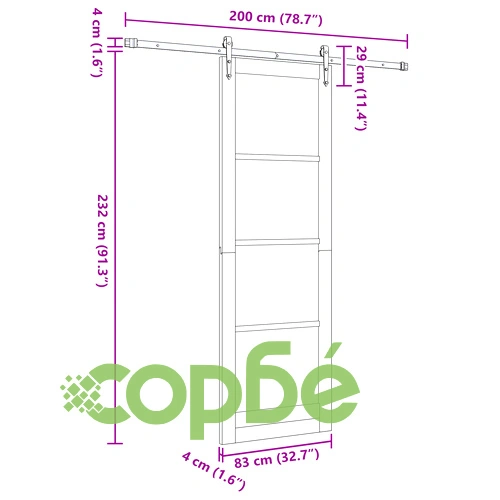 Плъзгаща врата ORKDAL от масивно борово дърво с комплект за монтаж, Бяла, 83x232x4 см ➤ топ цена ➤ sorbe.bg