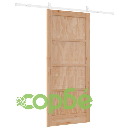 Плъзгаща се врата от масивен бор с комплект за монтаж 86x198.5x4 см ОРКДАЛ ➤ топ цена ➤ sorbe.bg