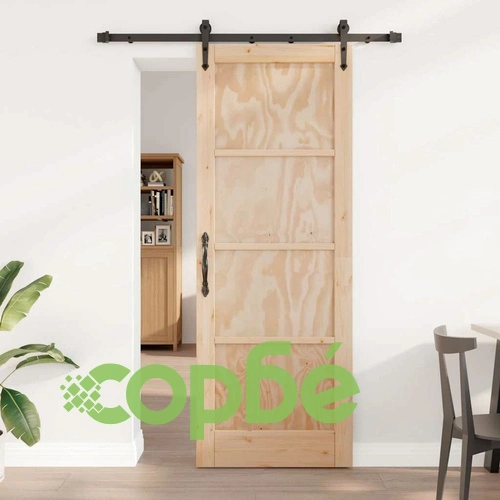 Плъзгаща се врата ORKDAL от борово дърво масив кафяво 78 x 211 см ➤ топ цена ➤ sorbe.bg