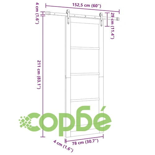 Плъзгаща се врата ORKDAL от борово дърво масив кафяво 78 x 211 см ➤ топ цена ➤ sorbe.bg