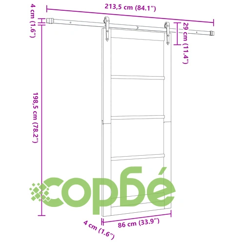 Плъзгаща врата ORKDAL от масивен бор с комплект релси ➤ топ цена ➤ sorbe.bg