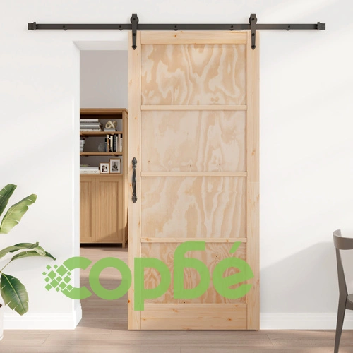 Плъзгаща се врата ОРКДАЛ от масивно борово дърво с комплект релси ➤ топ цена ➤ sorbe.bg
