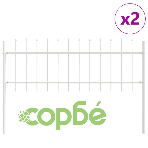 Оградна решетка с копие от стомана, бяла, 3,4x0,6 м ➤ топ цена ➤ sorbe.bg