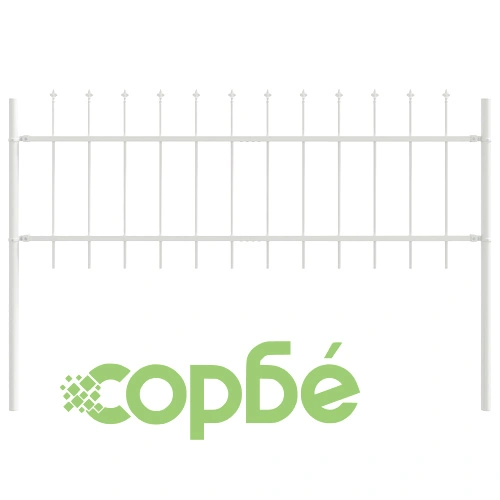 Оградна решетка с копие от стомана, бяла, 3,4x0,6 м ➤ топ цена ➤ sorbe.bg
